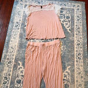 Ambrielle 2pc Sleep Set PJs 2XL Pink White Lace